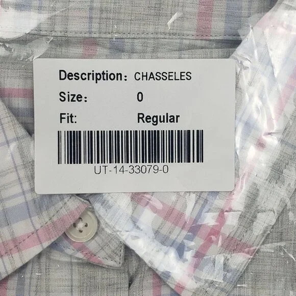 UNTUCKit Chasseles Cotton LS Shirt Lt Blue Green Pink Plaid Womens 0 Regular Fit - Picture 12 of 16